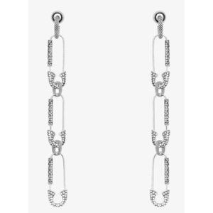 GIVENCHY Silver G Clip Safety Pin With Crystals Earrings